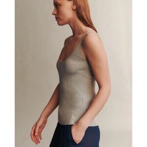 TSE | S | 100% Pure Silk Top Tank Sleeveless Ribbed Knit Pullover Stretch Womens